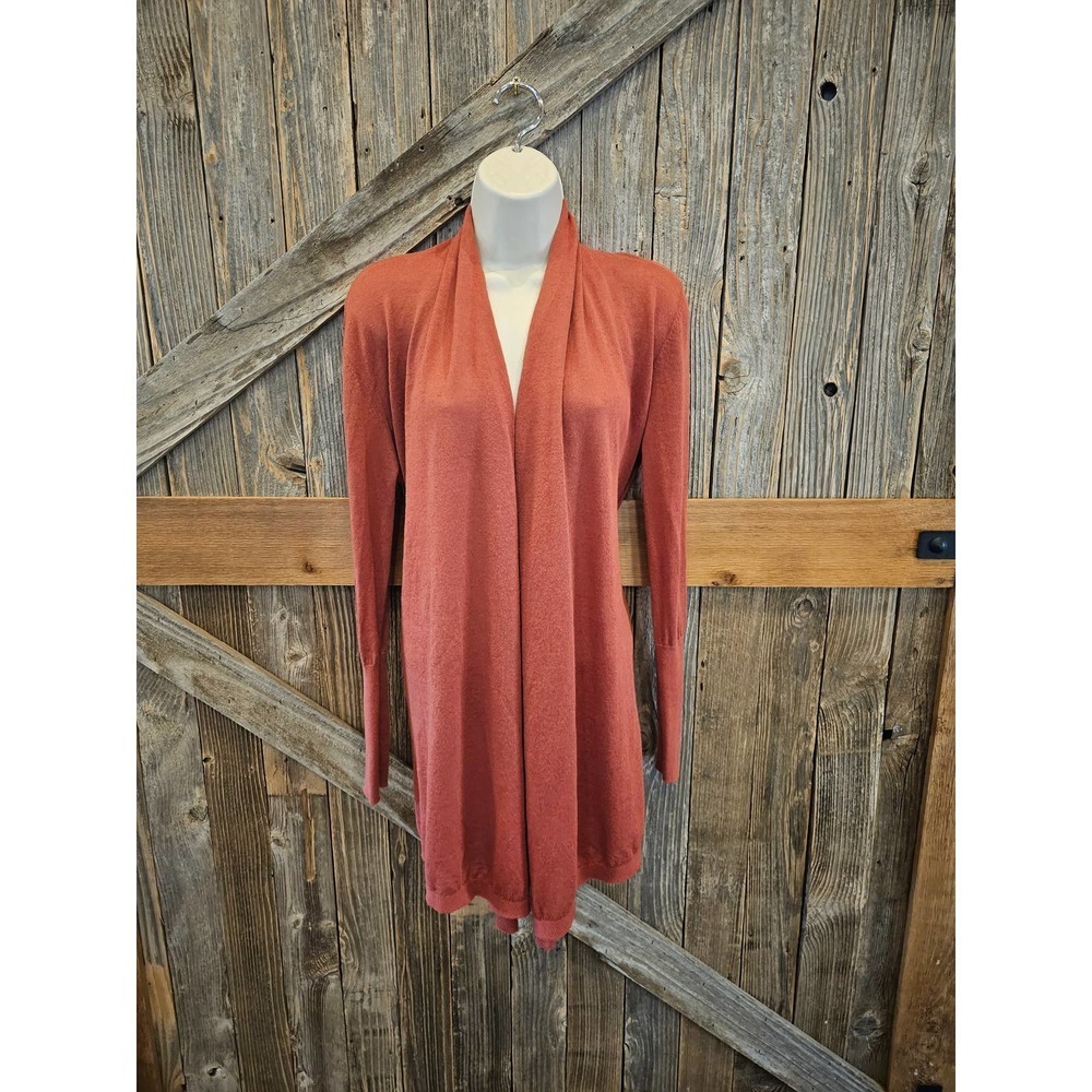 Peyton Jensen Gwen flax cardigan open front sweater coral color Small EUC